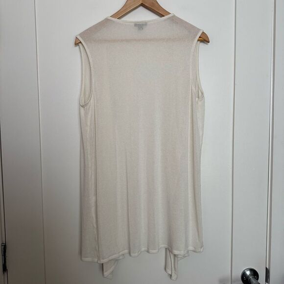 J Jill Wearever Cardigan M Cream Open Front Sleeveless Summer Beach Minimalist - Picture 5 of 11